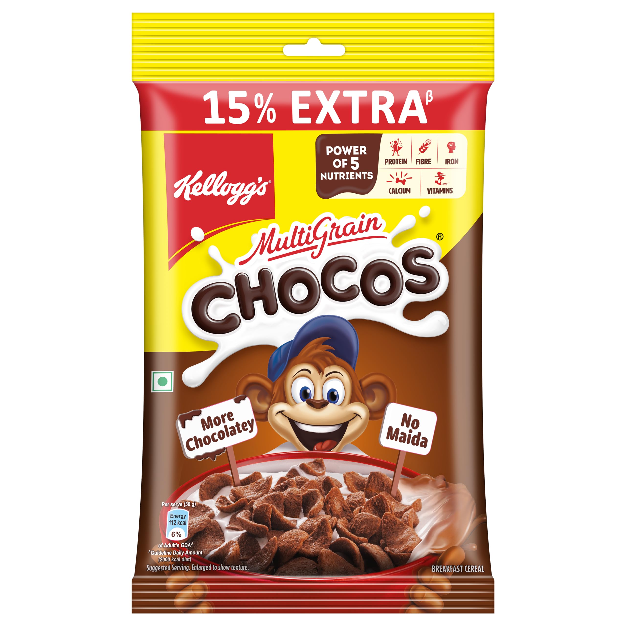 New Multigrain Chocos, 127G | Multigrain Energy, More Chocolatey | No-maida | Power Of 5 Nutrients Protein, Fibre, Iron, Calcium, Vitamins | Kids Breakfast Cereal