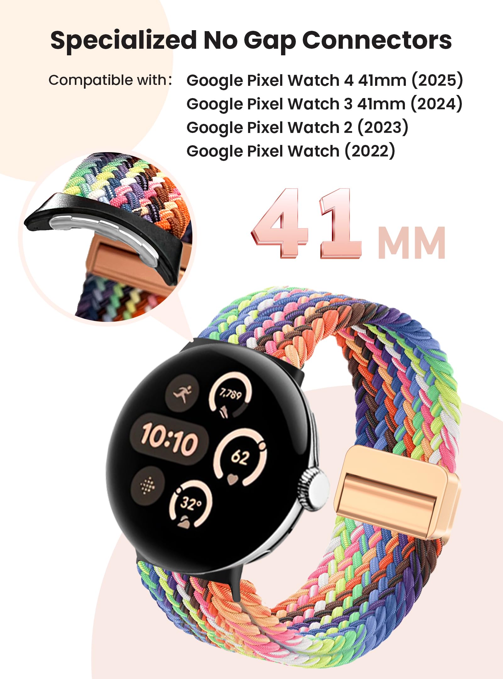 Bracelets en nylon tressé compatibles avec Google Pixel Watch 4/3/2/1 41 mm