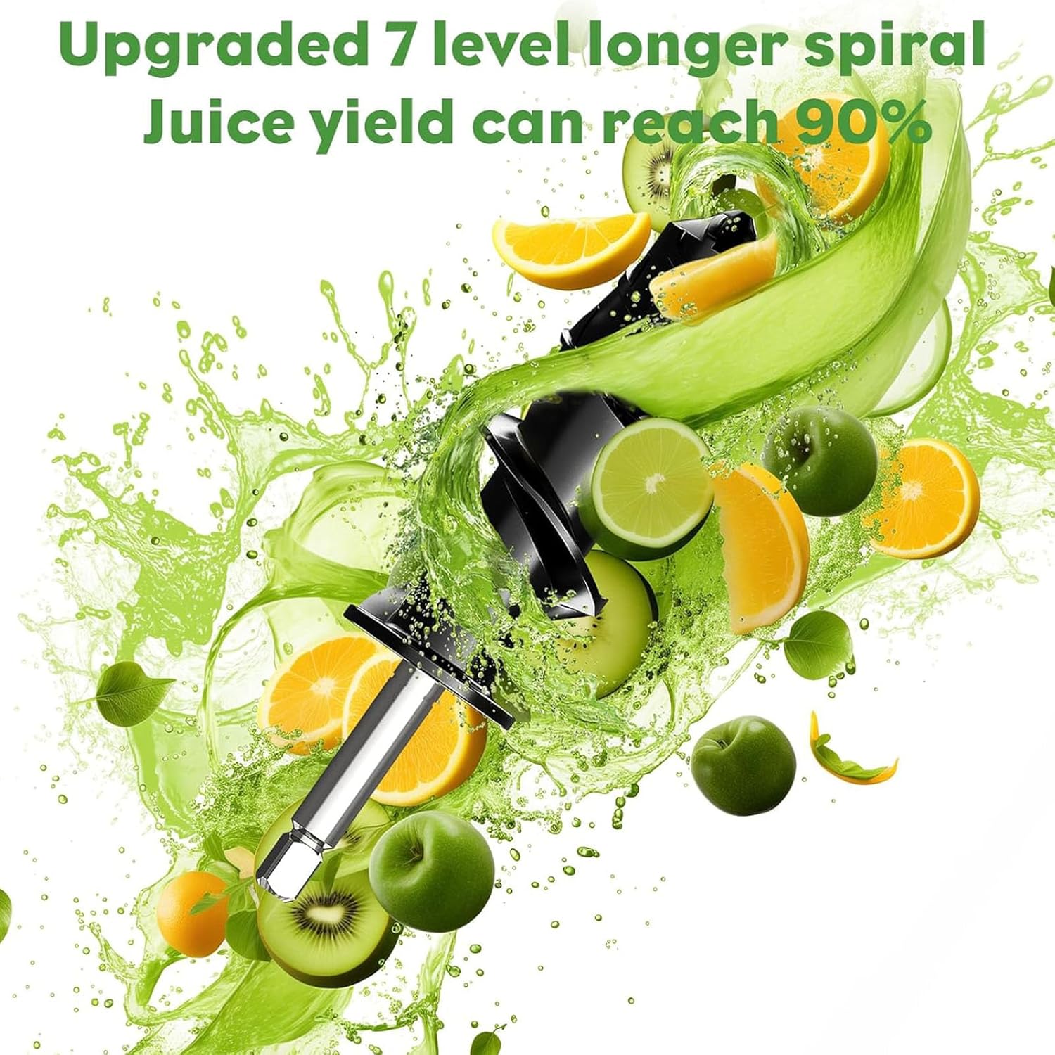 Slow Masticating Juicer Attachment with Double Feed Chutes and Pusher Slow Juicing Parts for Fruits and Vegetables Juicer Accessories