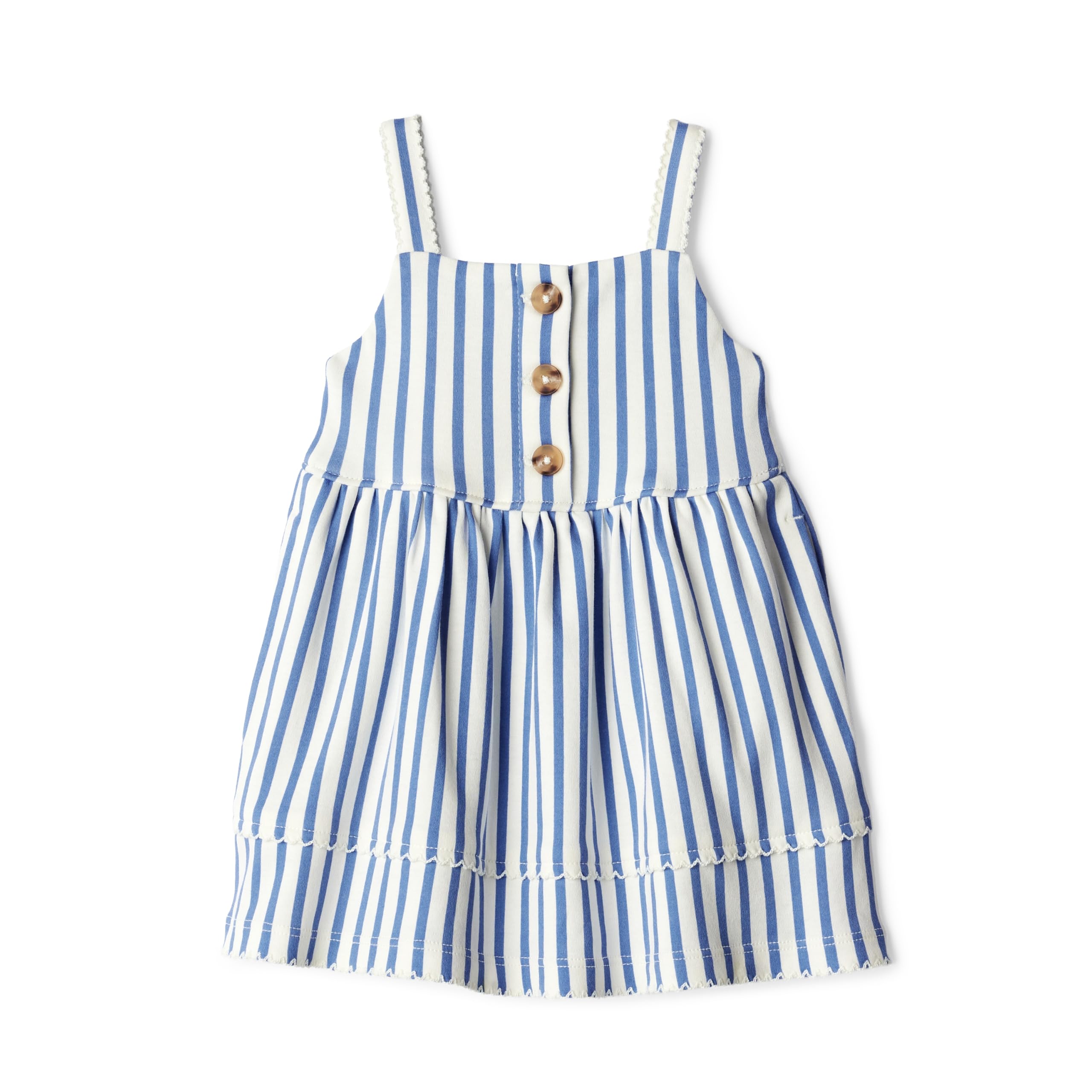 Amazon Essentials x Sofia Grainge Baby Girls' Cotton Casual Fit and Flare Dress, Blue Stripe, 24 Months