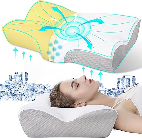 Almohada cervical de espuma viscoelástica para aliviar el dolor de cuello, almohadas ergonómicas de apoyo para el cuello con funda de almohada