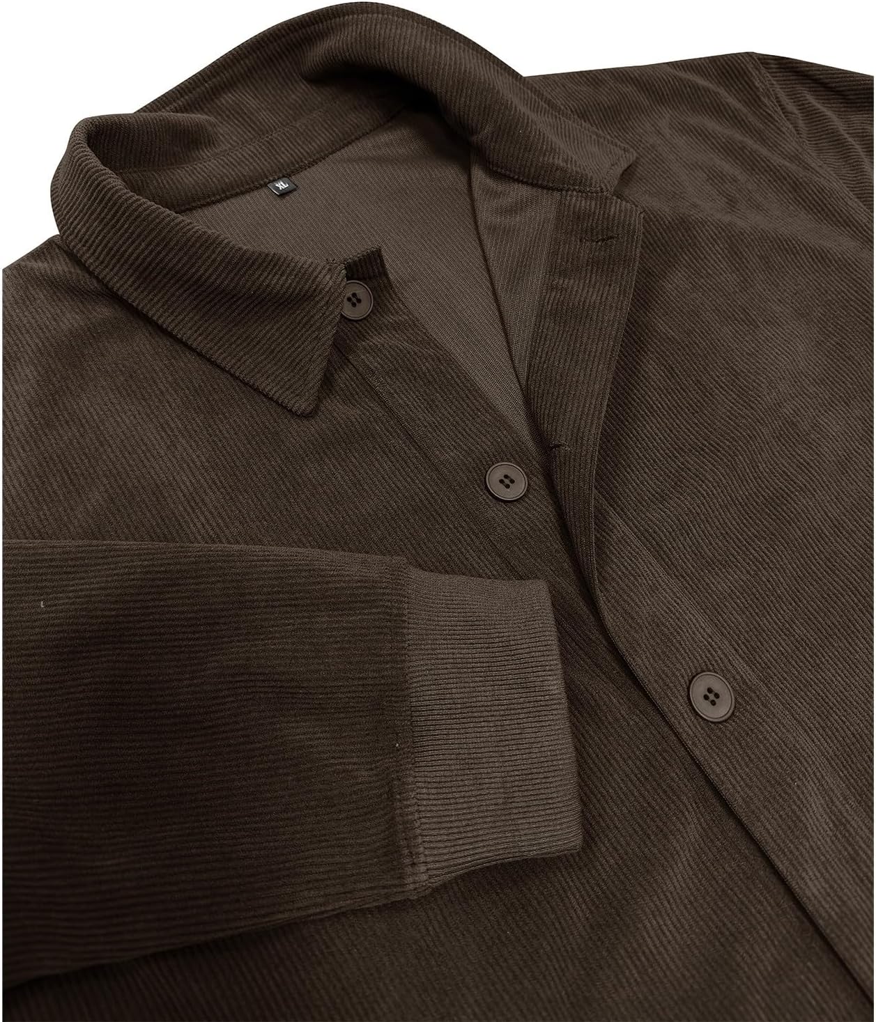 Mens Corduroy Lapel Jacket Button Long Sleeve Casual Bomber Coat