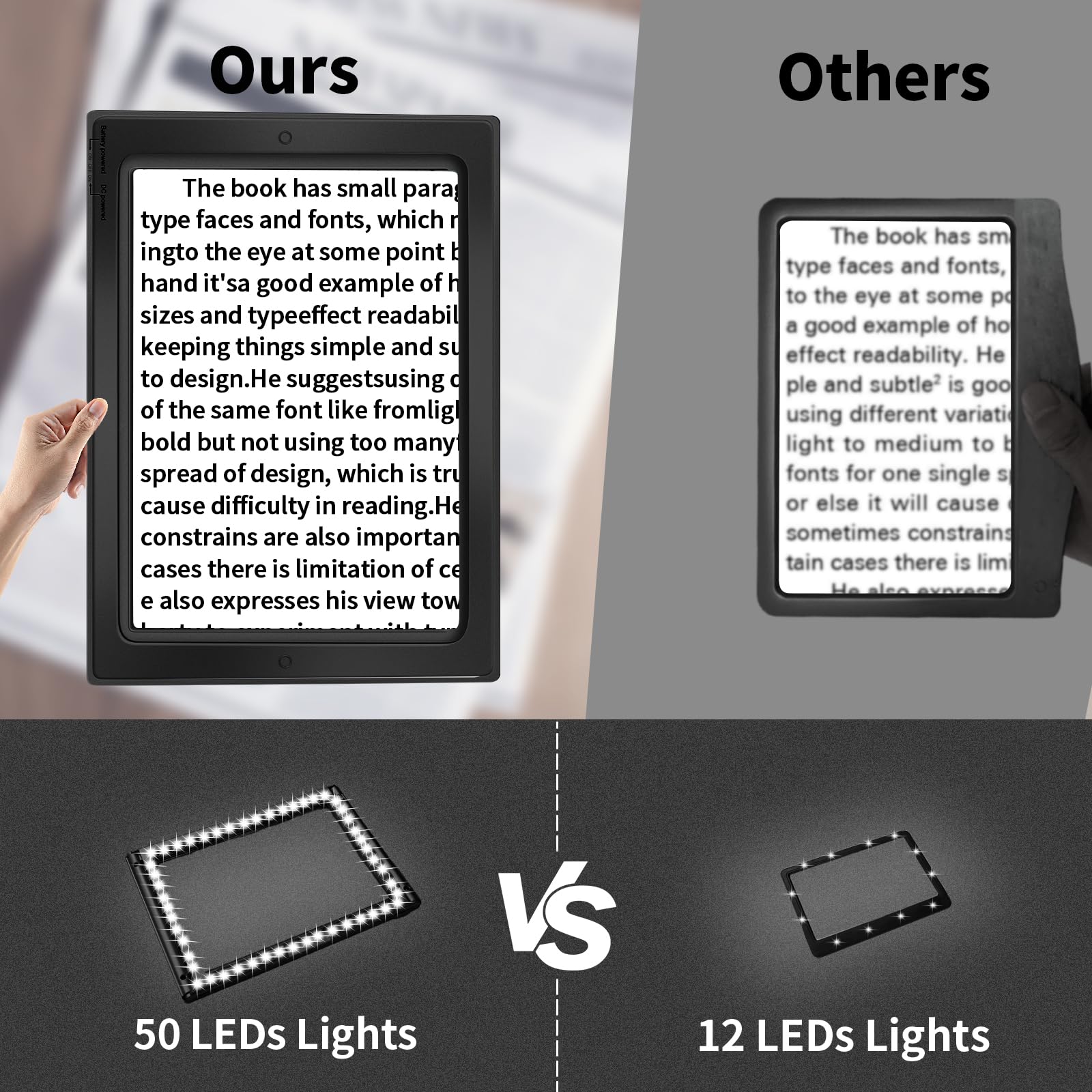 NZQXJXZ 5X Loupe de Lecture, Loupe Grossissante avec 50 Lumineuse LED et Support Pliant Mains Libres, Loup e Eclairante pour Les Personnes âgées, Les Bijoux, Le Travail, la Couture, la Mauvaise Vue