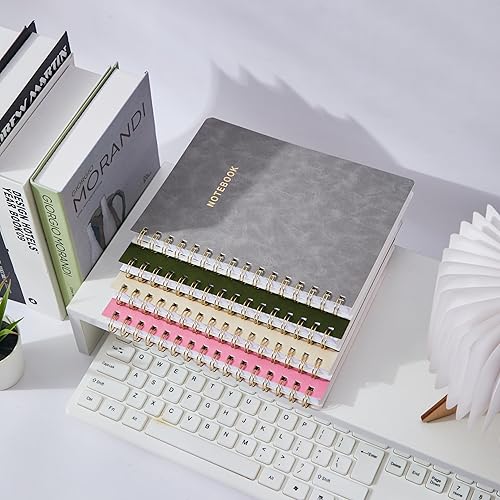 Miniatura 4 de TSFPapier Cuaderno de espiral, cuaderno de notas de gamuza con rayas universitarias con 160 páginas, tamaño grande A5, 8.5 x 6.34 pulgadas, tapa