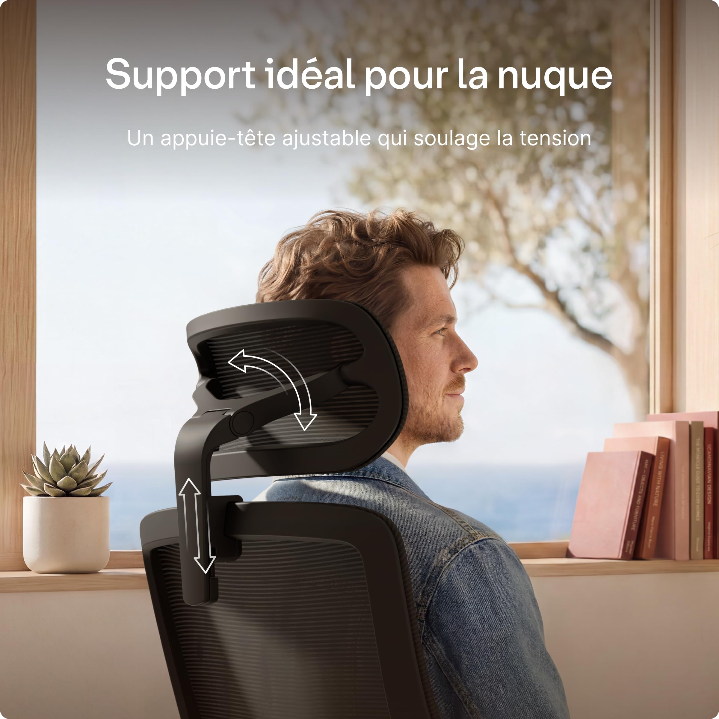 Desktronic Chaise de Bureau Ergonomique réglable Chaise de Bureau avec Appui-tête, accoudoirs, Support Lombaire, réglages de la Hauteur - Maille Respirante