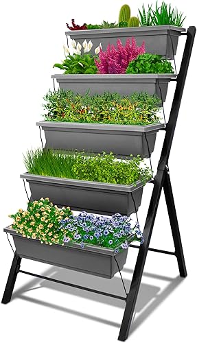 Miniatura 1 de Jardinera vertical de 4 pies - 5 niveles, apta para uso alimentario, jardinera para exteriores e interiores, perfecta para cultivar tus hierbas,
