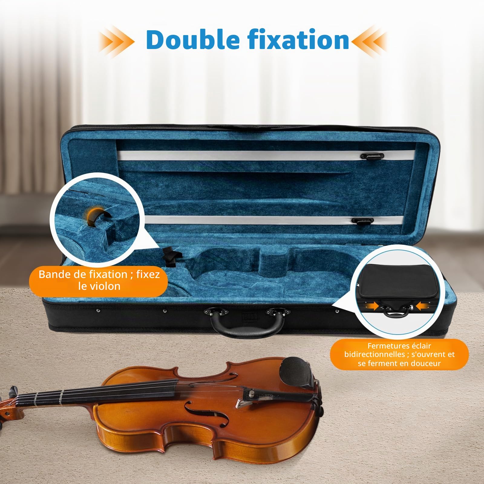 Étui pour violon 4/4 avec sangle de sac à dos