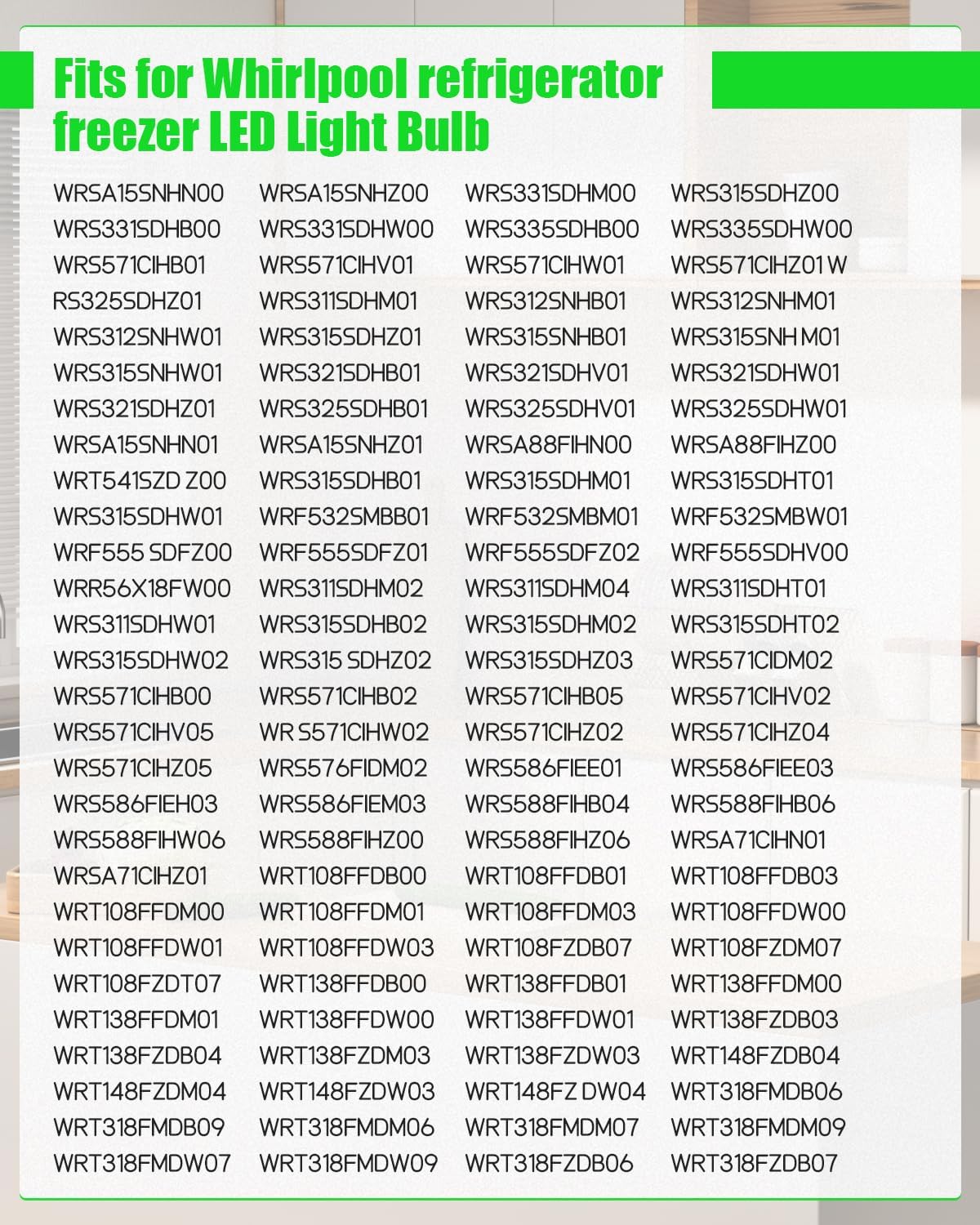 2Pcs W11125625 Refrigerator LED Light Bulb Fit for Whirlpool Kenmore KitchenAid Maytag Freezer, 5W Daylight White, E27 Medium Base, 60HZ 120V, Replacement W10565137