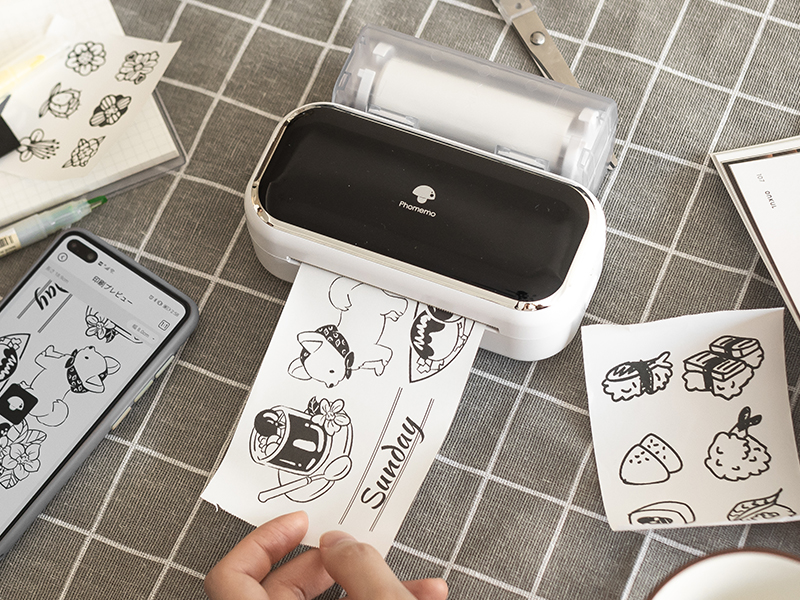 Pmo M03　サーマルプリンターホワイト&ペーパー６個セット Amazon.co.jp: Phomemo M03 スマホ対応 サーマルプリンター モバイル