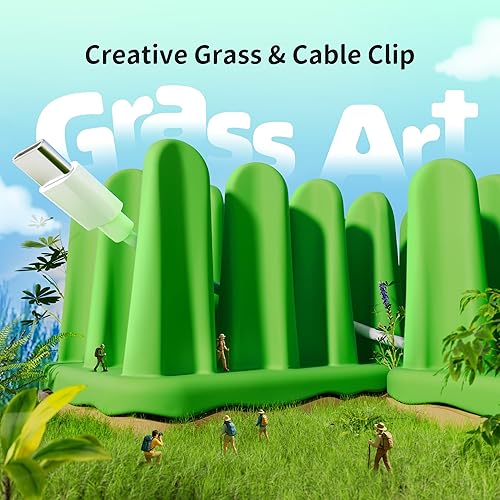 Miniatura 2 de ELETIUO Paquete de 2 organizadores de cables de césped, soporte de alambre de césped de silicona con base adhesiva, gestión de cables de escritorio