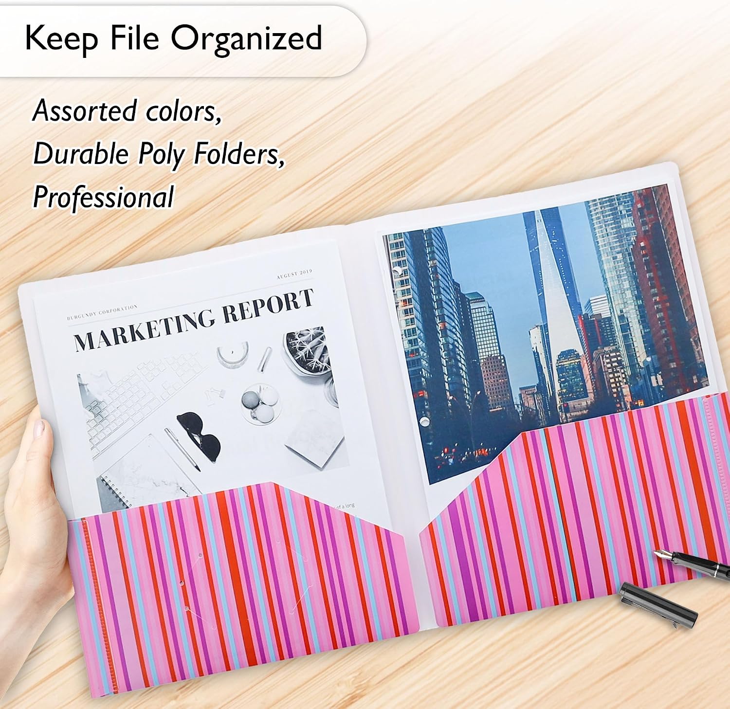 BAZIC Products Striped Poly 2-Pocket Folder, 6-Set image 4