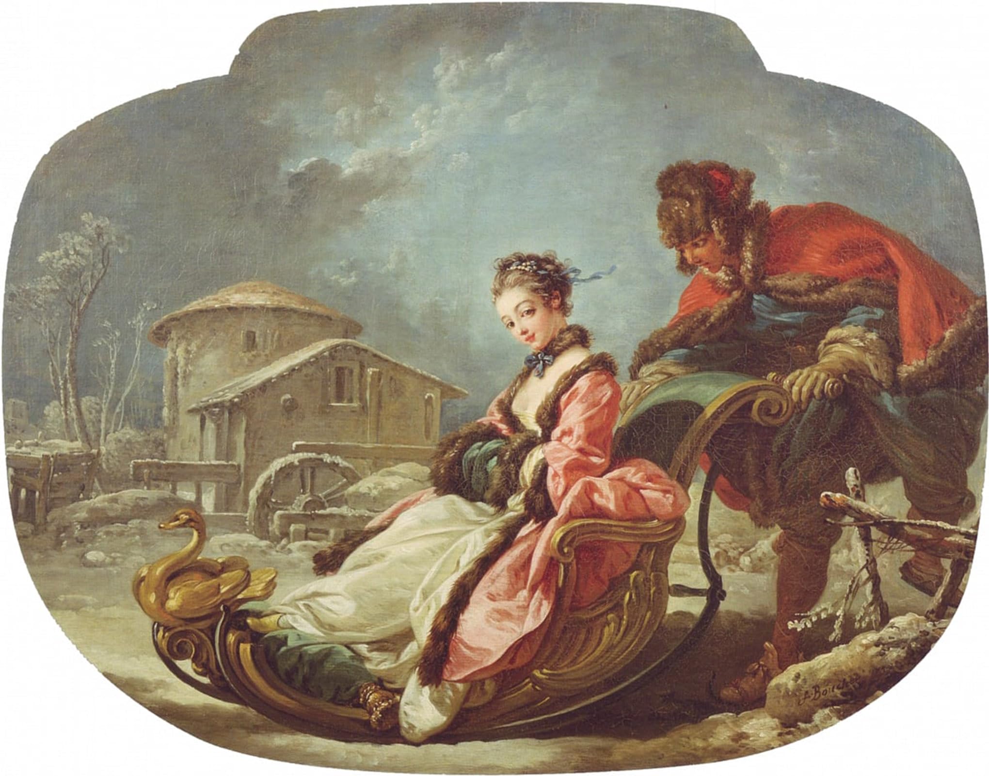 Serendipitp No Frame Abstract Painting Mural Print Picture Wall Decor Painting The Four Seasons: Winter By François Boucher Vintage Wall Artwork For Home Decor 60X90cm