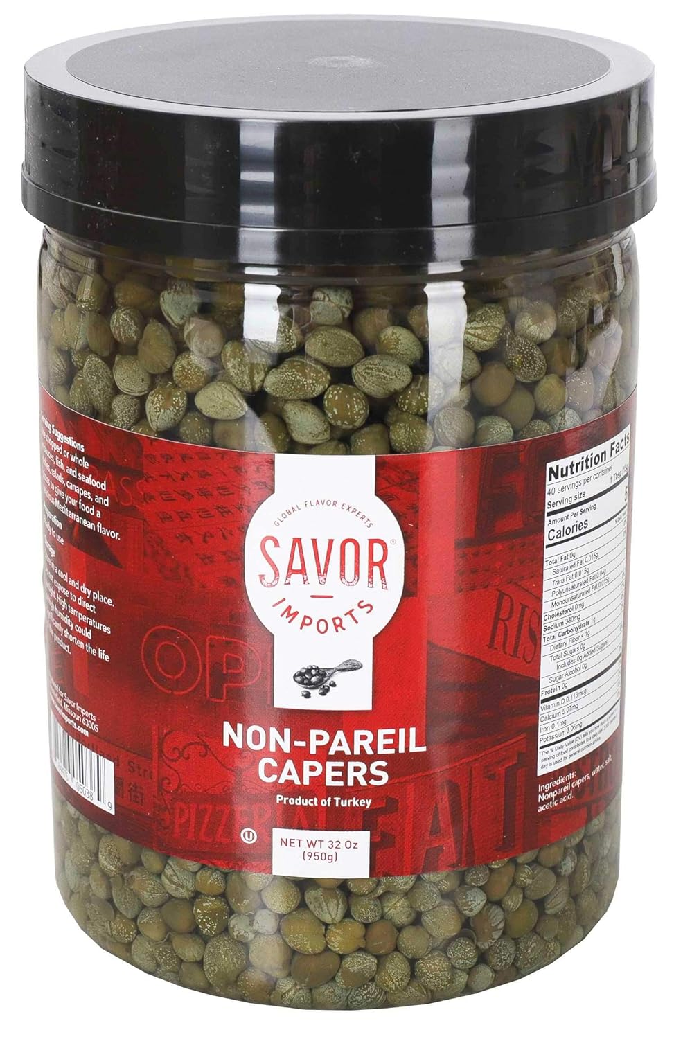 Savor Imports Non Pareil Capers, 32 Ounce -- 6 per case.