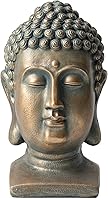 Glitzhome 16" Faux Bronze Buddha Head Statue - MGO Weatherproof Zen Garden Sculpture for Indoor Outdoor Decor