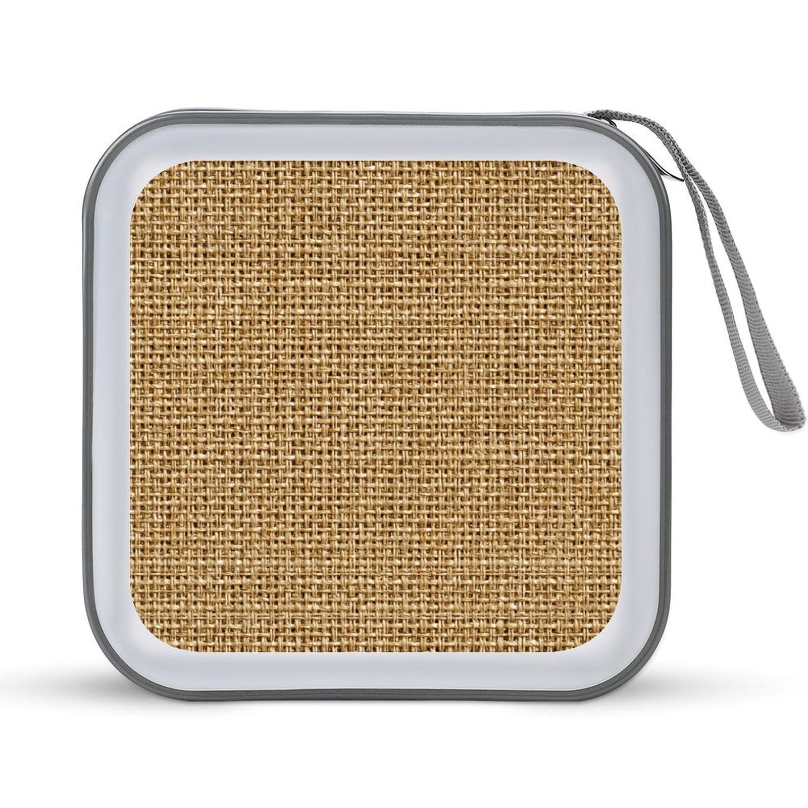 Jubonexis Large Grid Weave Jute Texture CD Case DVD Storage Case Portable for Car Home Travel
