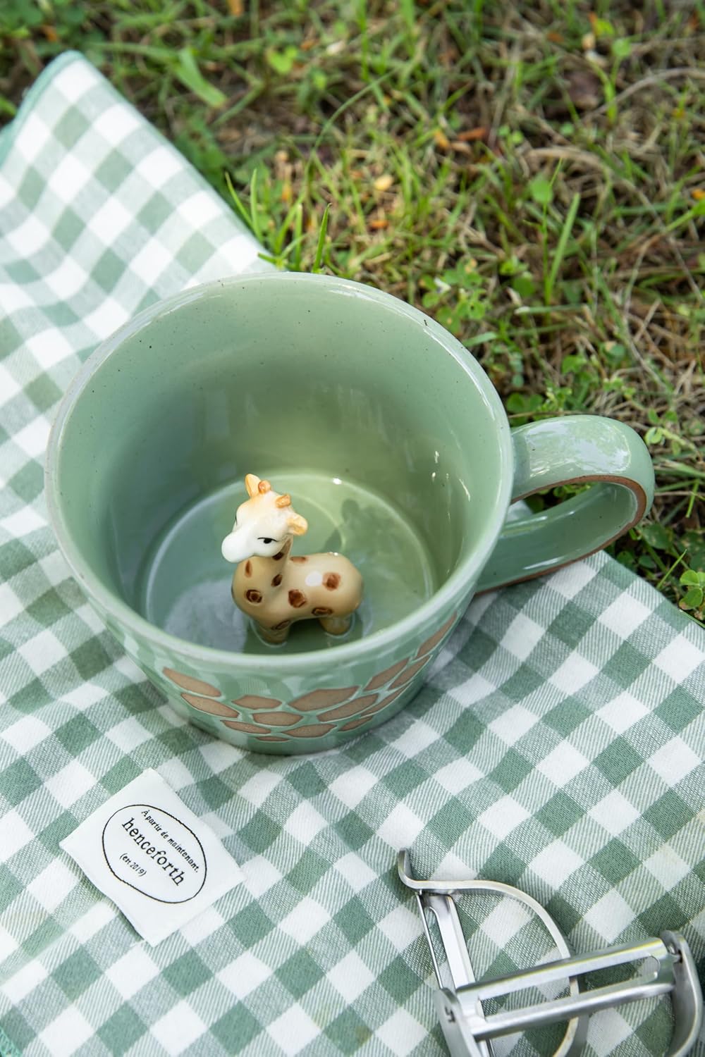 DIHOclub Giraffe Coffee Cup Ceramic 3D Wild Animal Inside Mug,Cute Cartoon Handmade Figurine Mugs,Holiday and Birthday Gift for Coffee Milk Tea Lovers,12 OZ(Green Giraffe) - Image 3