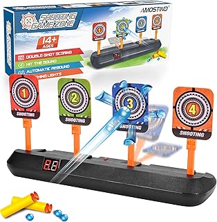 HIDMED Electronic Digital Target for Nerf Gun, Electronic Scoring Auto Reset 4 Targets Toys, Fun Toys for Age of 5, 6, 7, 8, 9, 10+ Years Old Kids, Boys & Girls, Compatible with Nerf Toys
