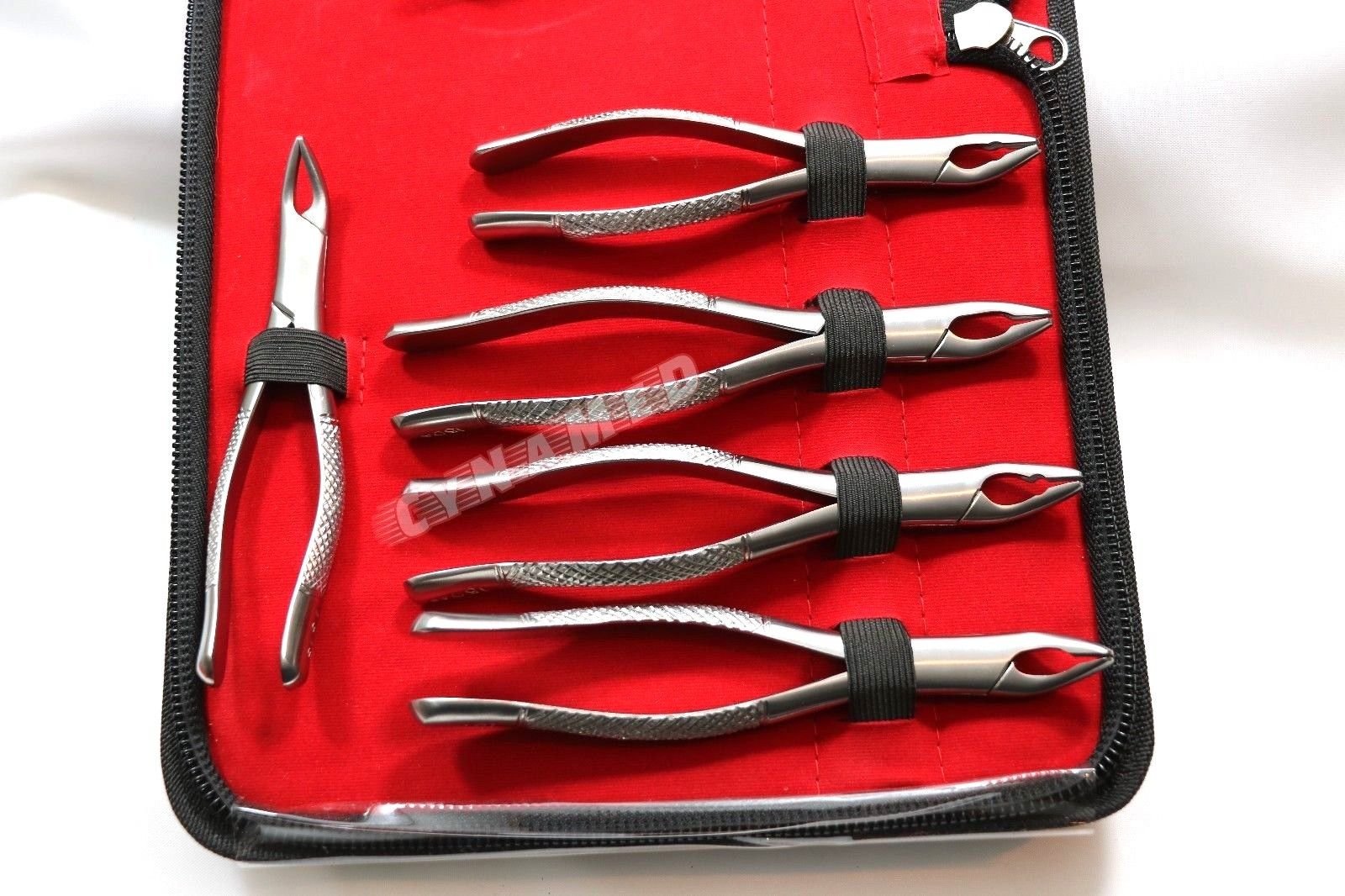 New German Stainless 10 Pcs Dental Extraction Extracting Forceps Include NO150 151 23 150A 151A 150AS 150XAS 150S 151S 23S with Zipper Pouch CYNAMED