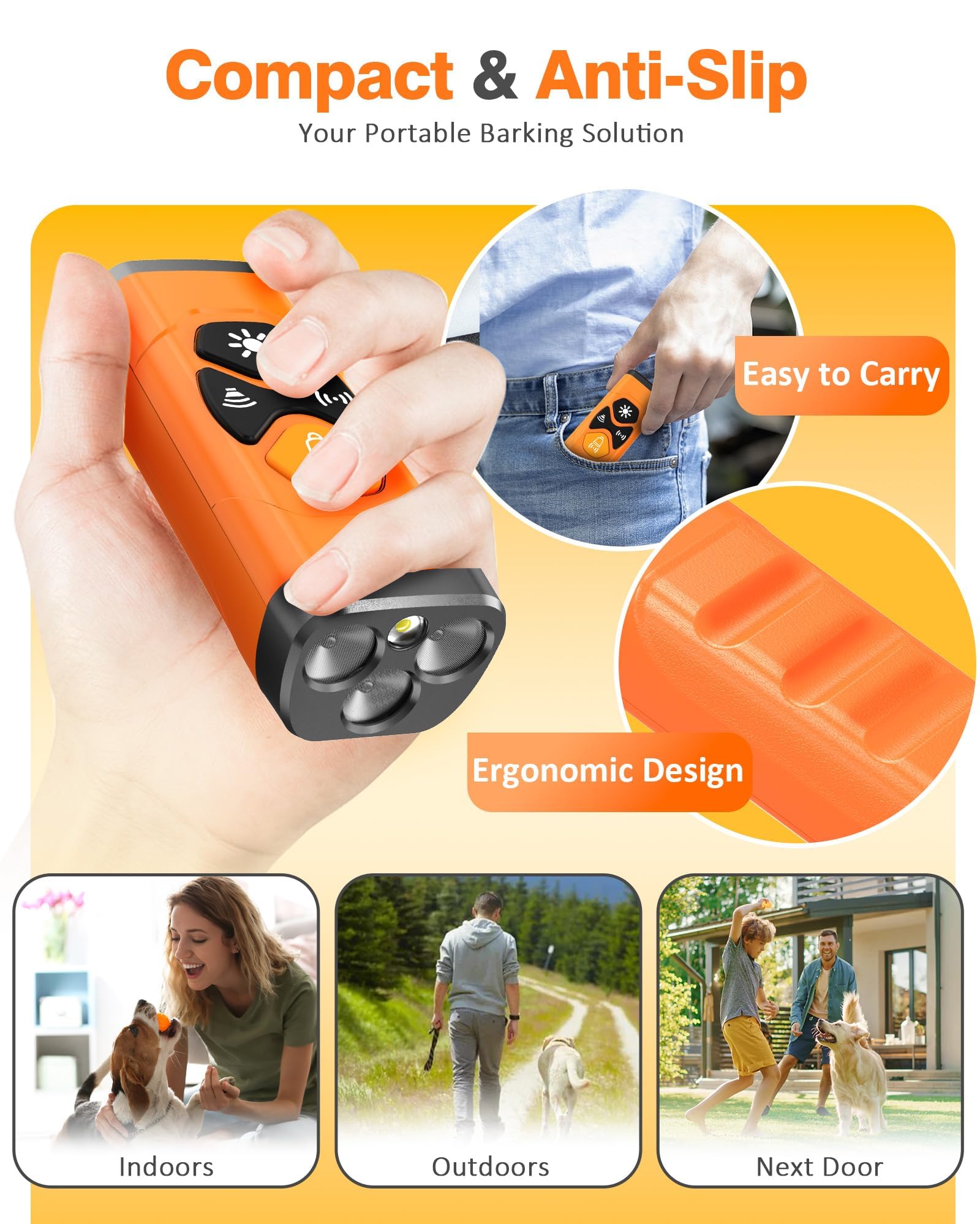 Dispositif dissuasif des aboiements de chien, dispositif anti-aboiement amélioré pour arrêter les aboiements des chiens voisins, dressage des chiens, répulsif à ultrasons rechargeable avec portée de