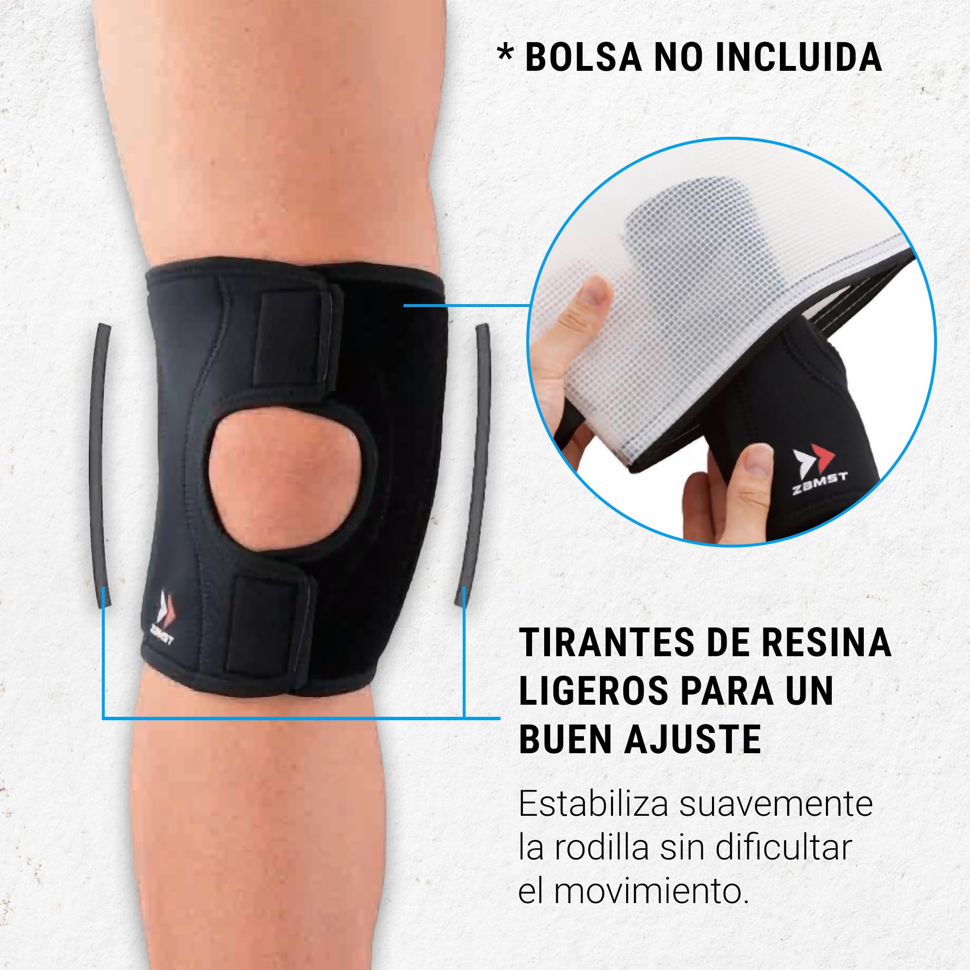 Zamst EK-1 Rodillera deportiva - Rodillera de Compresión Ligera para Hombres y Mujeres con Diseño de Panel Abierto, para Soporte General de Rodilla y Alivio del Dolor de Rodilla - S