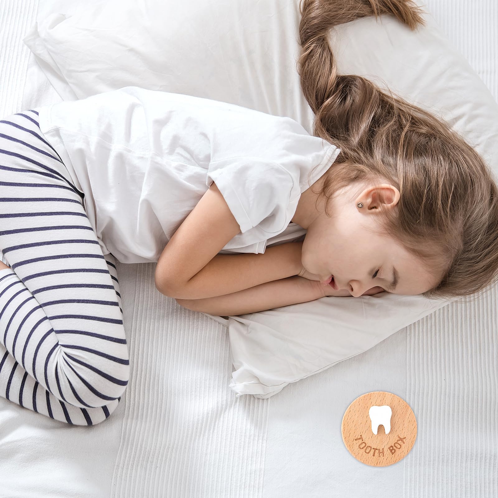 BuyWeek Wooden Tooth Fairy Box Dropped Tooth Keepsake Storage Box For Boys And Girls Cute Lost Tooth Holder Toddler Teeth Case - View #4