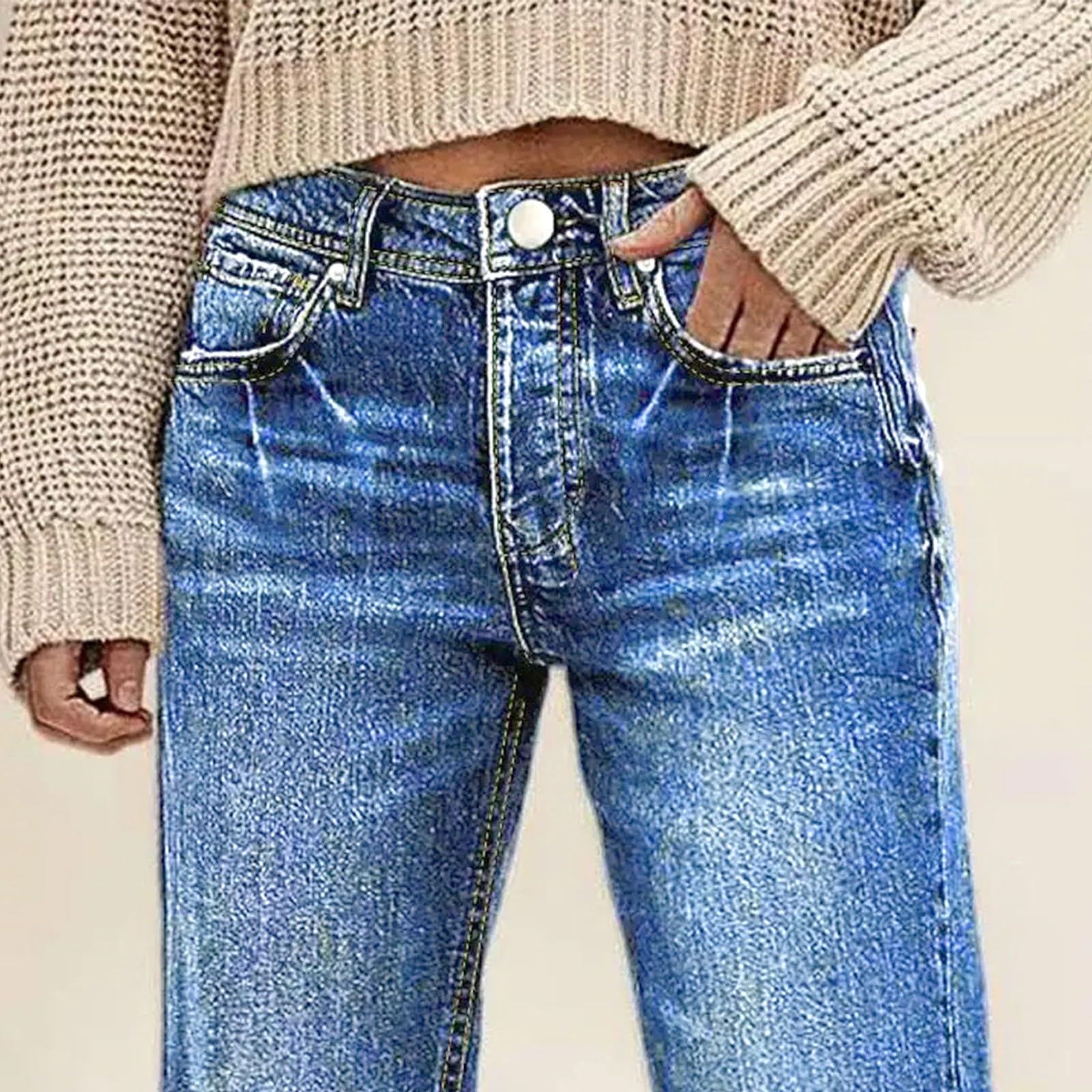 Jeans Donna Elasticizzati in Vita Jeans Elasticizzati Leggeri Casual Pantaloni Vita Alta Curvy Larghi Taglie Forti Pantaloni Denim Baggy Gamba Larga Palazzo Wide Leg Pants Comodi Moda Basic