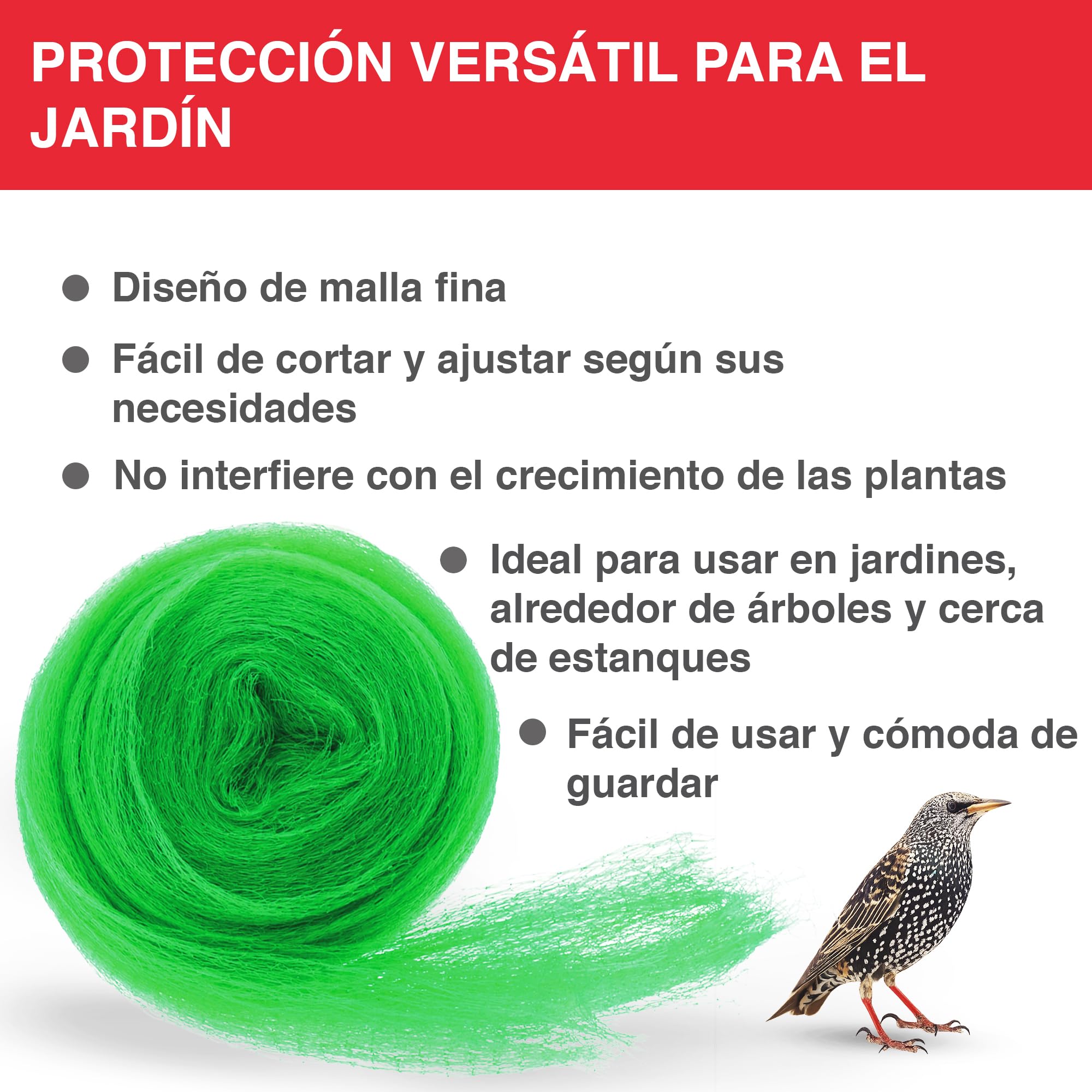 SWISSINNO Malla Antipajaros 4x10m - Red Protección para Campos, Cultivos - Malla para Aves, Protege Plantas, Frutas, Flores, Estanques - Verde