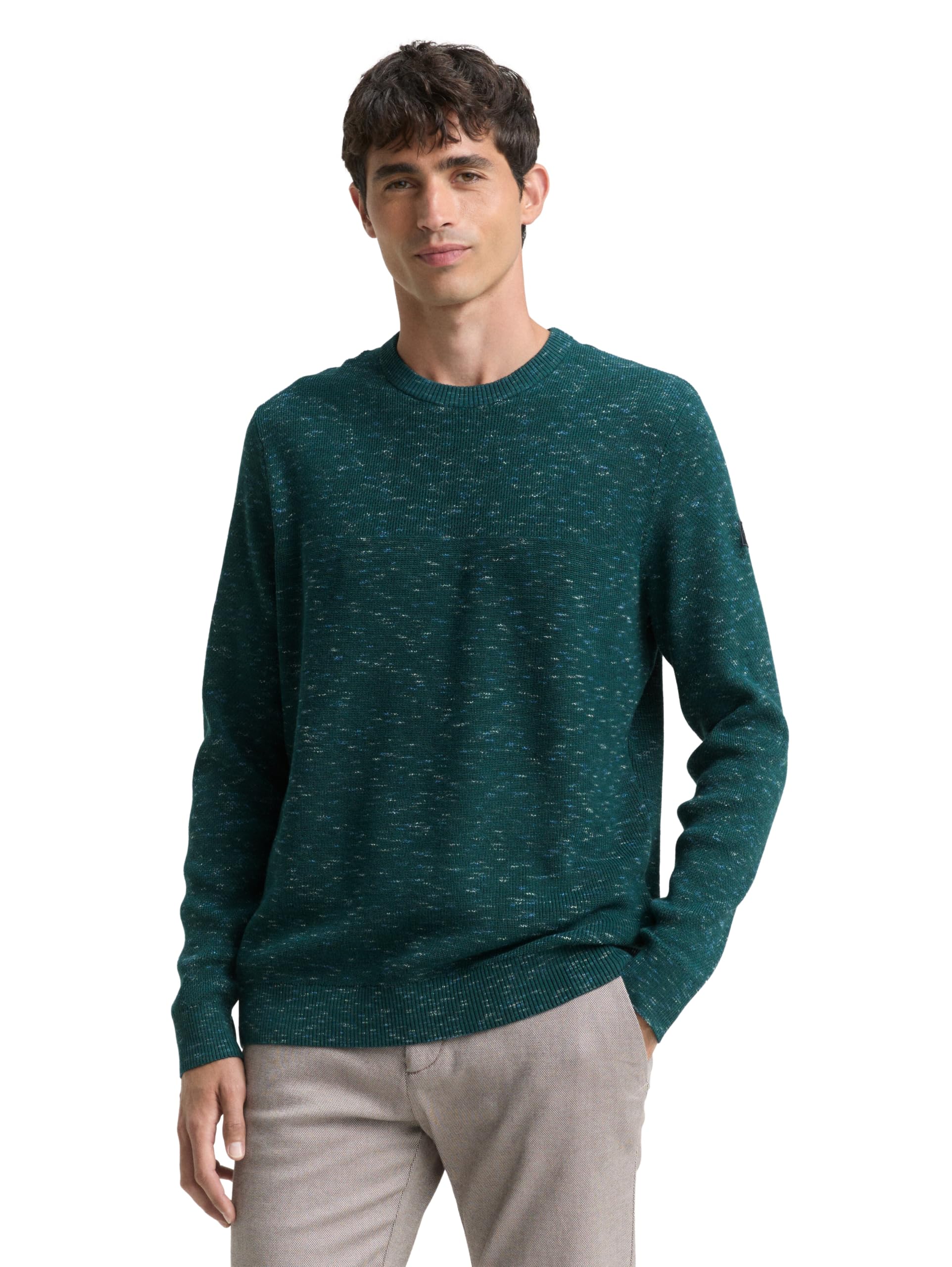 TOM TAILOR Herren 1048814 Space Dye Pullover mit Rundhalsausschnitt