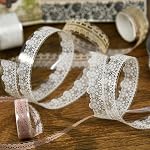 6 Rolls Lace PET Tape Floral Art Decorative Tape Set Adhesive Transparent Masking Tape for DIY Crafts, Scrapbooking, Gift Wrapping, Journaling (Pure White)
