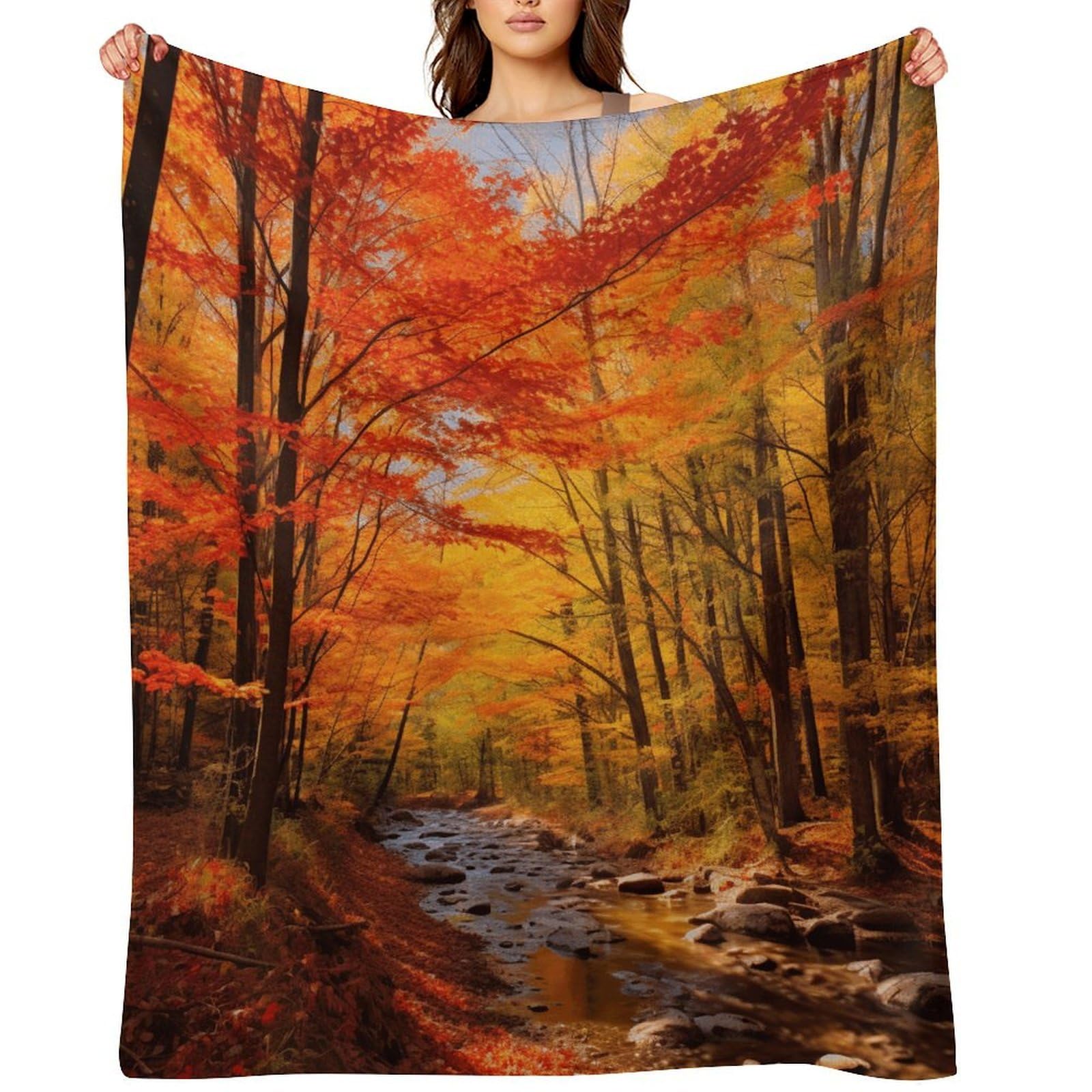Fall Foliage Throw Blanket for Couch and Bed Super Soft Warm Lightweight Throw Blankets Cozy Fuzzy Flannel Blanket Personalized Decorative Blankets for Sofa Decor 40"x50"