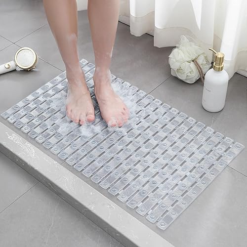 Miniatura 10 de XIYUNTE Tapete de ducha antideslizante para bañera, tapete de baño de PVC de 27 x 16 pulgadas, tapete de ducha antideslizante para ducha interior,