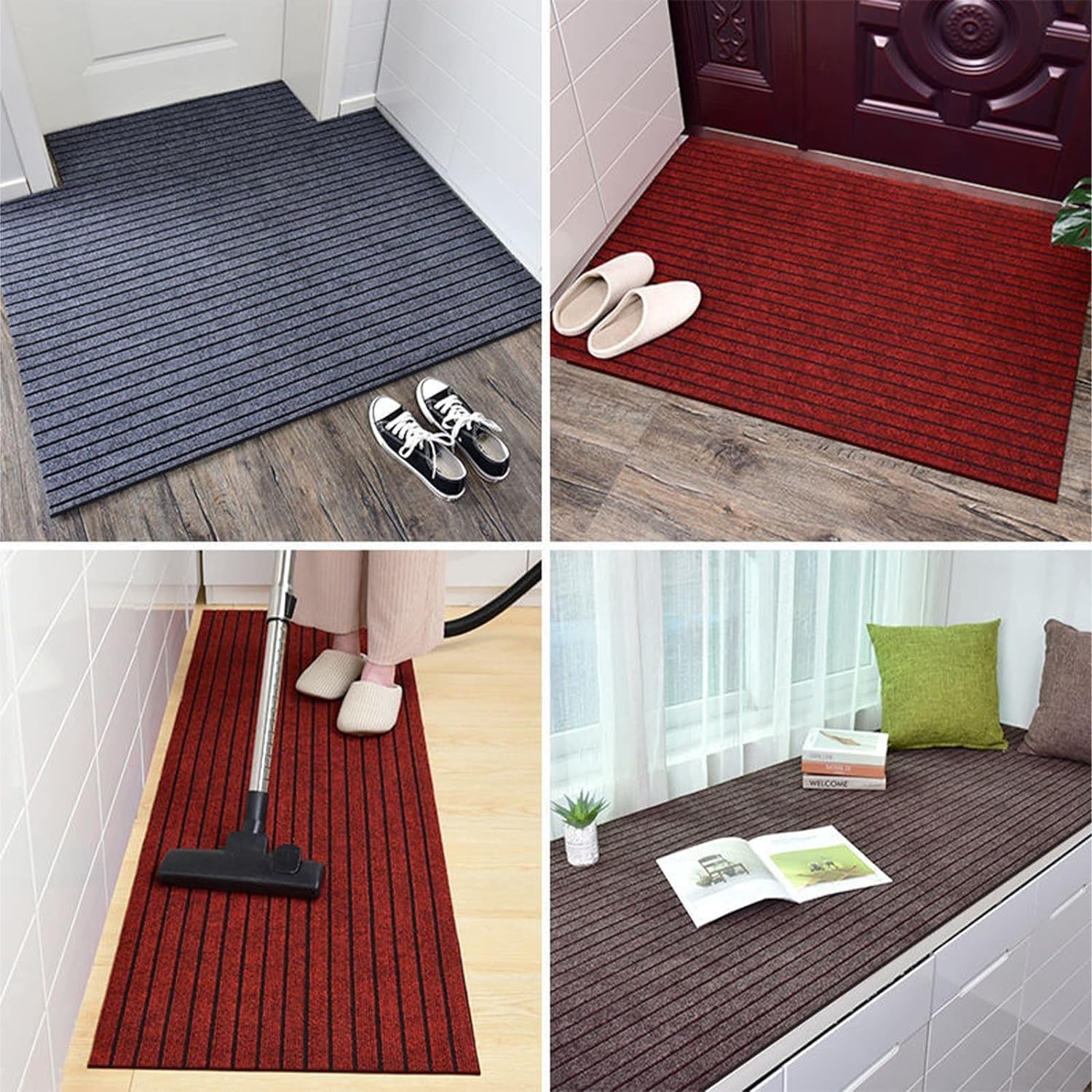Peldaños de goma antideslizantes para escaleras, 4 unidades, 26 x 75 cm, seguridad para interiores, para niños, ancianos y mascotas, solución antideslizante para escaleras