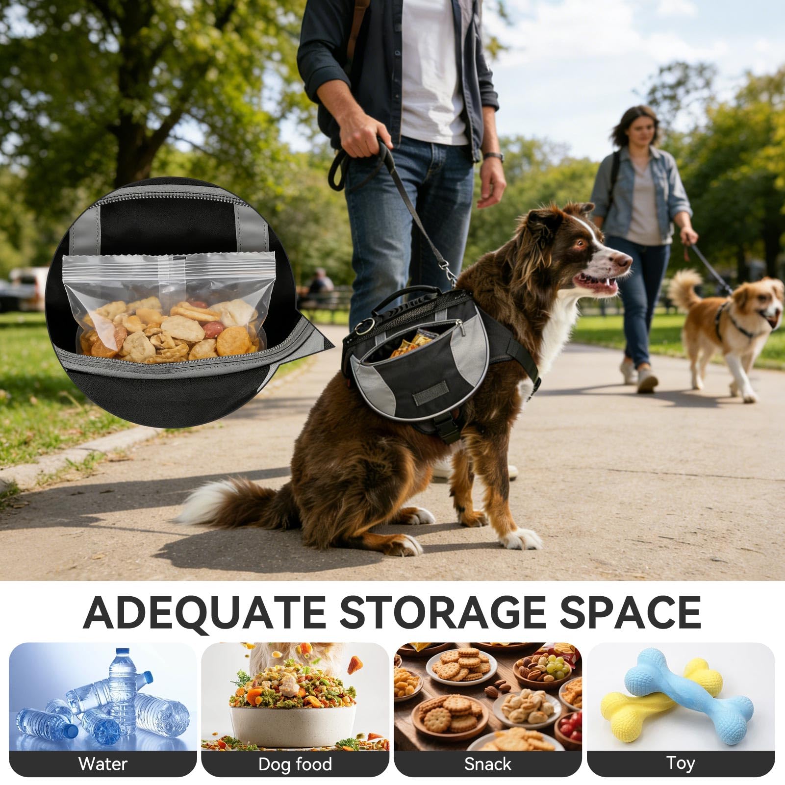 Sac À Dos De Randonnée Pour Chien, Sac De Selle Pour Chien Sac À Dos Pour Chien Doggy Backpack Harnais Sacoche De Selle Pour Chien Avec Poches Latérales Pour Petits, Moyens Et Grands Chiens (M Noir)