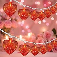 Vista 1 de Luces de corazón rojo de San Valentín de 8.5 pies con 10 luces brillantes en forma de corazón, decoraciones del día de San Valentín, luces