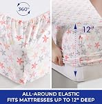 Beatrice Home Fashions Coastal Print Microfiber Sheet Set, Soft, Comfy, 12" Deep Pockets, Twin, Seastar-Coral
