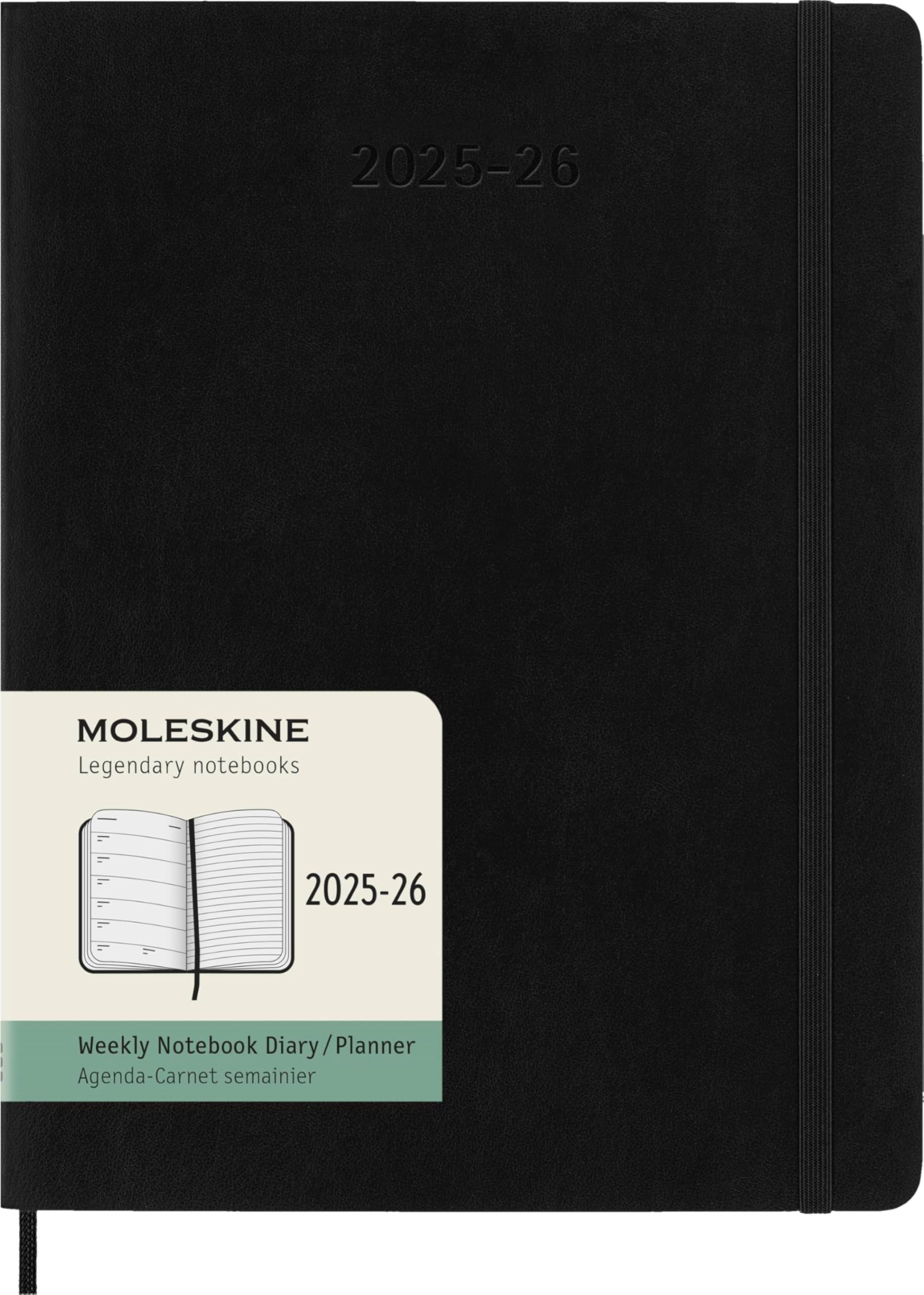 Moleskine Classic 18 Month 2025-2026 Weekly Planner, Soft Cover, XL (7.5" x 10"), Black, 208 pages