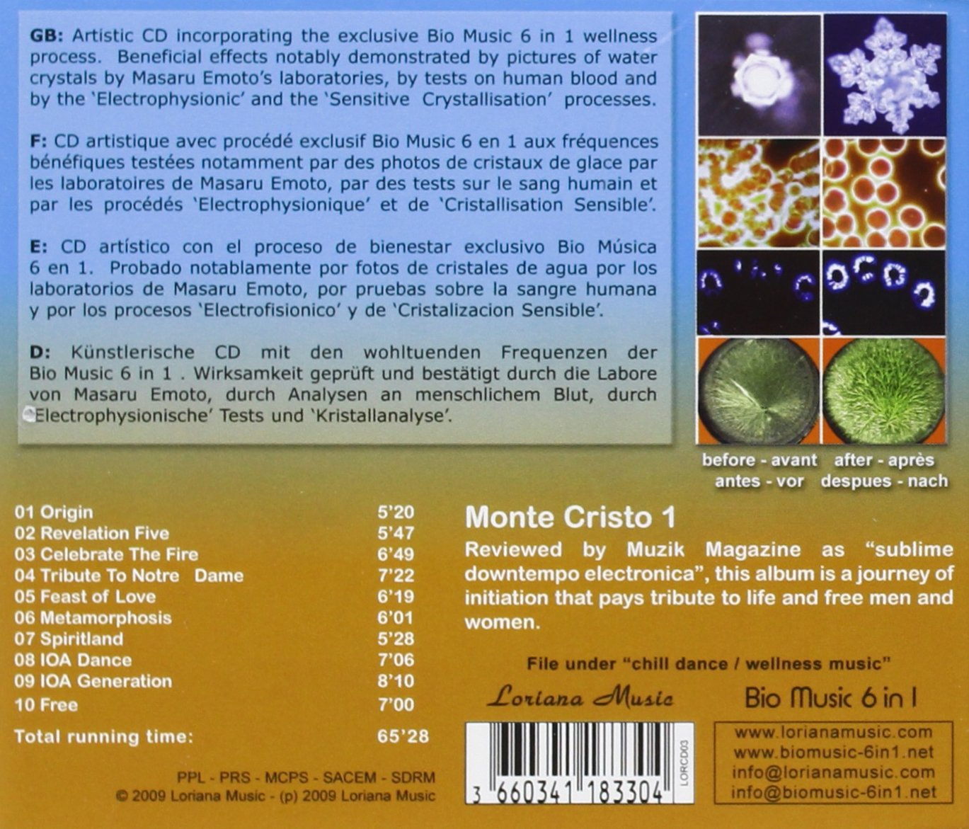 Monte Cristo 1 (Voyage), 1 Audio-CD: Rebalancing Frequencies - Fréquences Rééquilibrantes - Frecuencias Reequilibrantes - Revitalisierende Frequenzen. downtempo electronica - a holistic experience