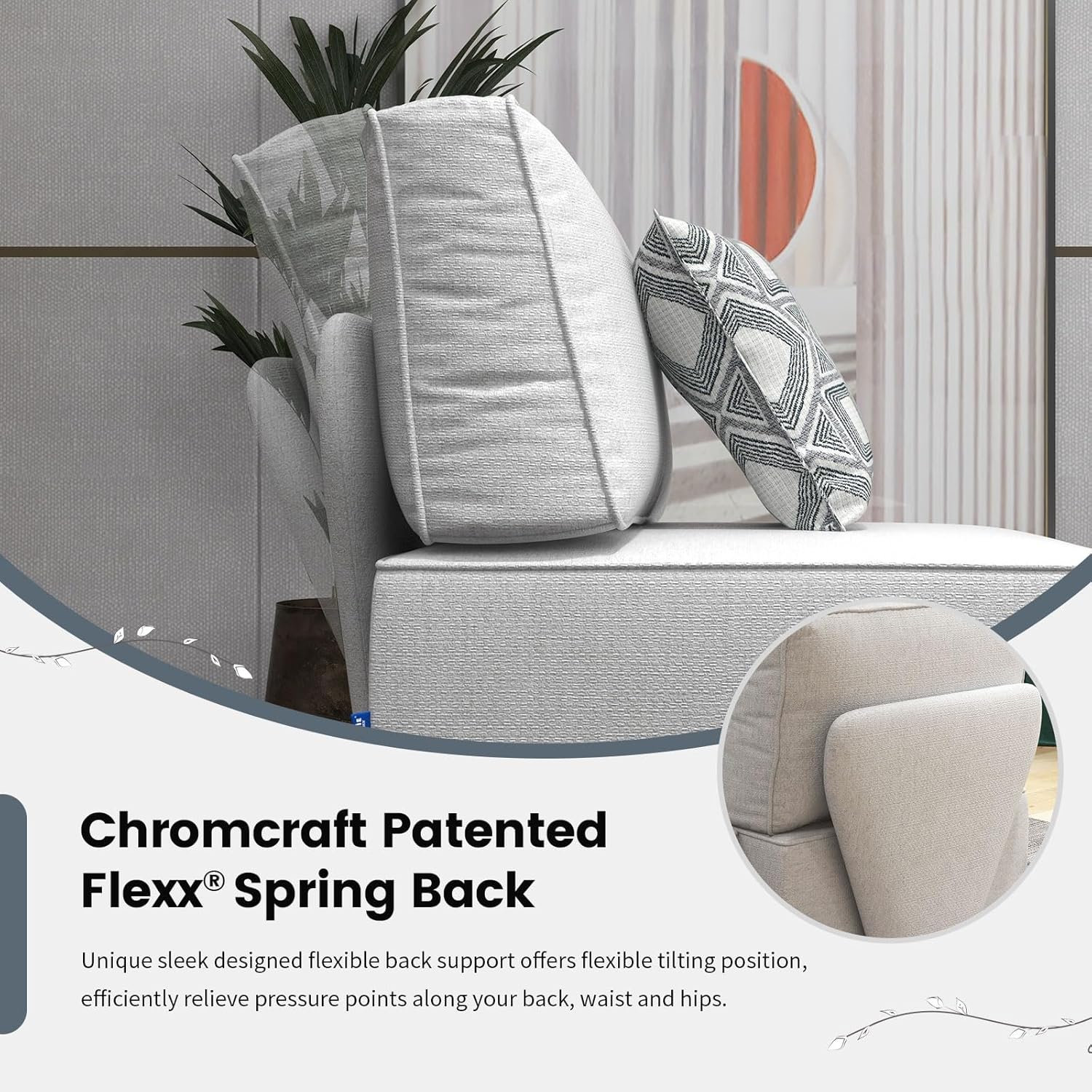 Chromcraft Large Sectional Module for Modular Couch with Backrest