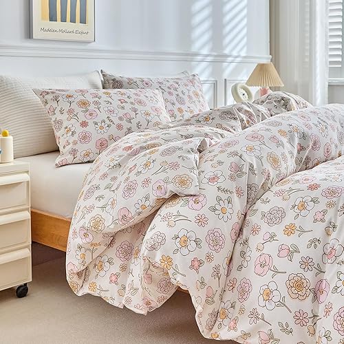 Miniatura 2 de DuShow - Juego de funda de edredón con lino ultra suave, sirsaca, cierre de cremallera y color liso, 3 piezas