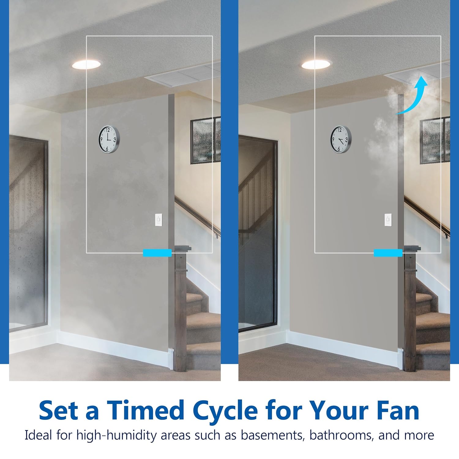 LIDER Fresh Air Circulator Timer and Motion Sensor Light Switch, PIR Sensor, Occupancy/Vacancy, No Neutral Required, ¼ HP, 1-Pole, UL Listed, White, Wall Plate Included