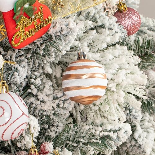 Miniatura 9 de Juego de 110 adornos de bolas de Navidad, varios adornos de Navidad rojos y dorados para árbol de Navidad, bolas de plástico inastillables,