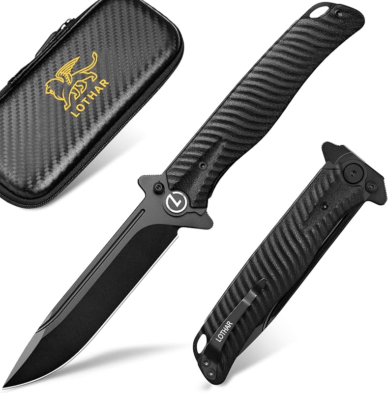 PHOENIX Pocket Knife, Tactical Pocket Knife for Men | 4" D2 Steel Blade Folding Knife with Clip, Flipper Assisted Opening and Black G10 Handle, Survival Knife Gifts for Men