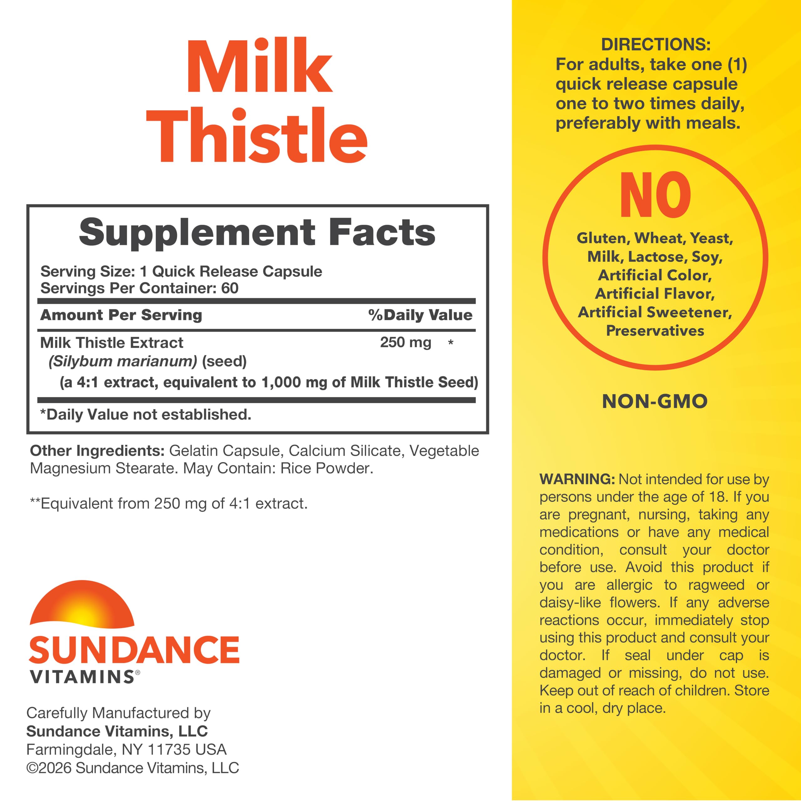 Sundance Milk Thistle | 60 Quick Release Capsules — Amazon image 2