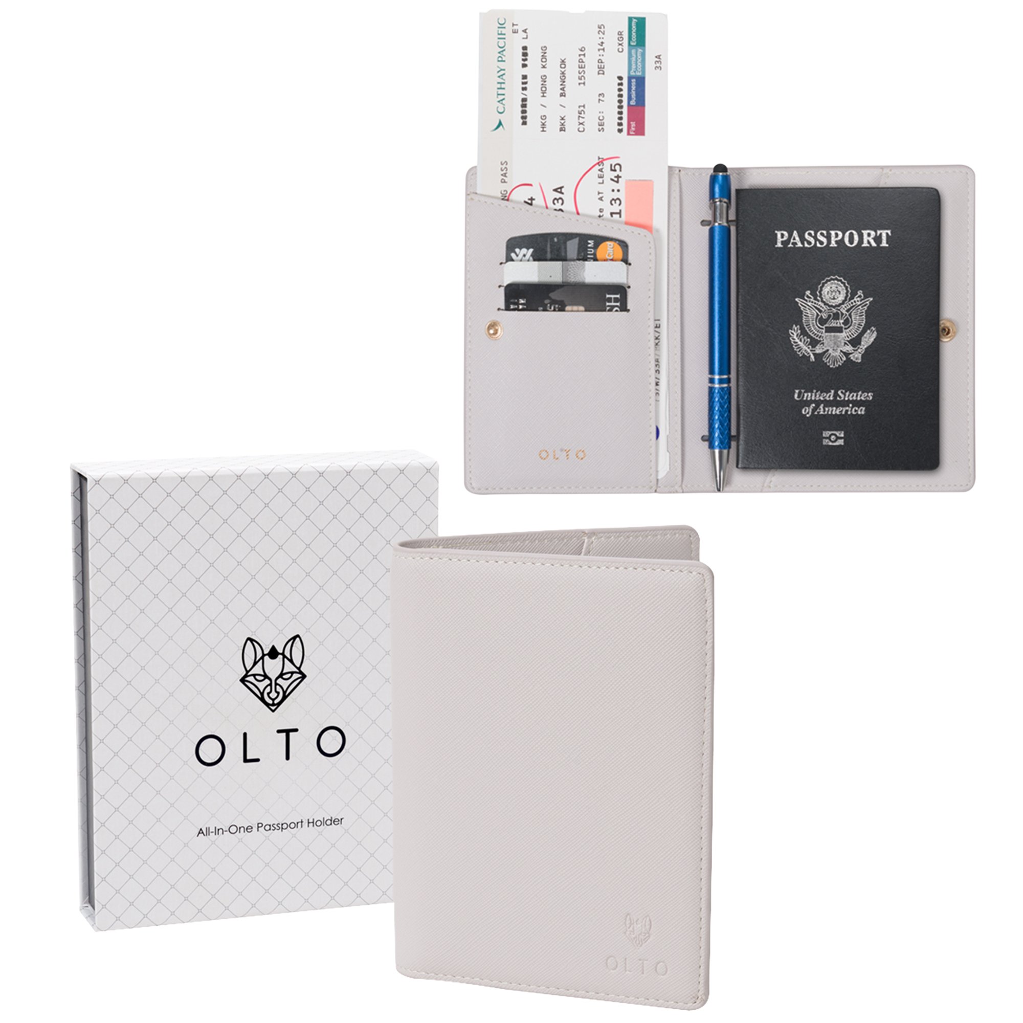 Passport Holder Wallet Travel SIM Card Cover (Soft Grey)