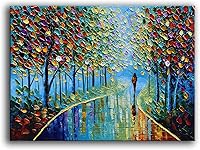 YaSheng Art Handmade Textured Tree Landscape Oil Painting on Canvas, 24x36 Inch Framed Abstract Wall Art for Home Office Decor