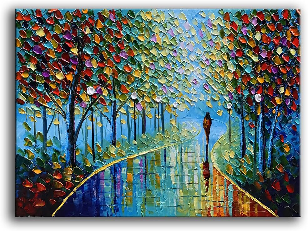 YaSheng Art -Landscape Oil Painting On Canvas Textured Tree Abstract Contemporary Art Wall Paintings Handmade painting Home Office Decorations Canvas Wall Art painting 24x36inch