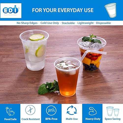 Miniatura 3 de EDI 10 onzas - 100 unidades Vasos de plástico PET desechables transparentes