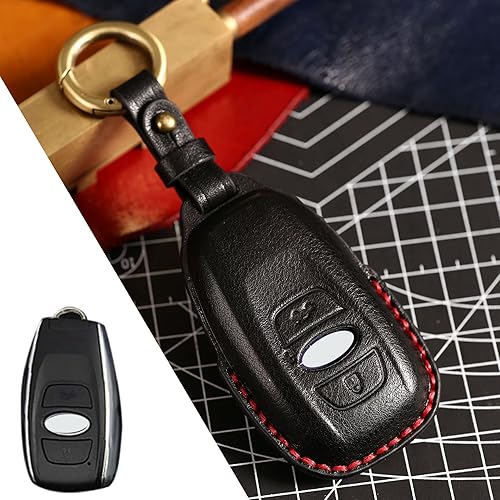 Miniatura 3 de HIBEYO Funda de cuero para llavero de 3 botones compatible con Subaru Outback Ascent Forester Crosstrek Legacy Impreza Sv BRZ Xv WRX Trezia Levorg