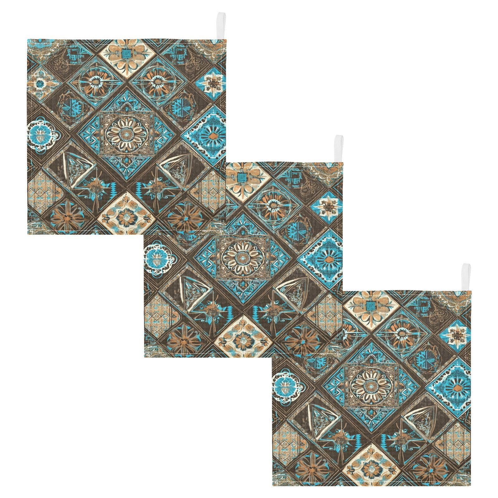 YETTASBIN Mandala Muslin Baby Hand Washcloths Soft Cotton Bath Face Towel 4 Layers Extra Absorbent Feeding Burp Cloth