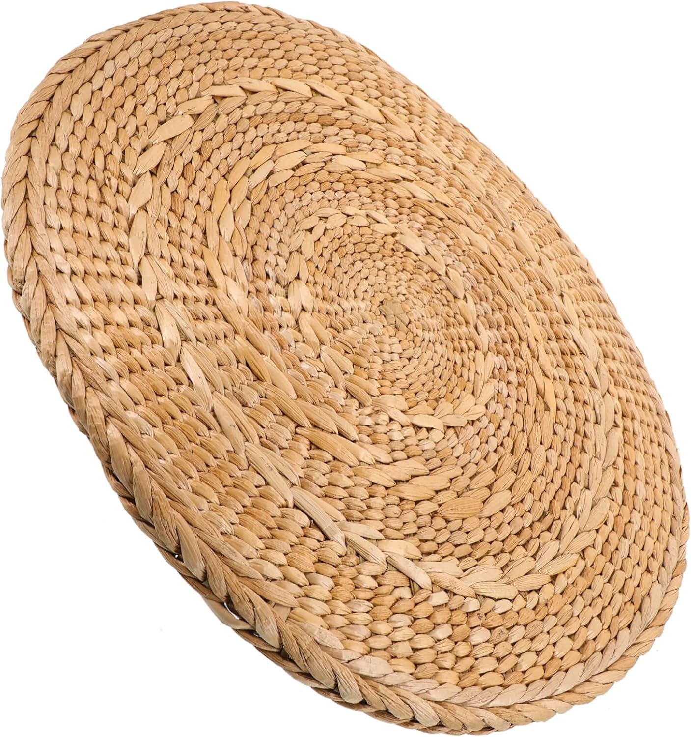 Wakauto Hand Woven Round Braided Floor Cushion Natural Straw Woven Pad Japanese Style Seating Mat for Meditation Yoga Home Decor